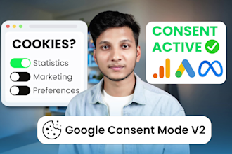 setup gdpr cookie consent banner to enable google consent mode v2 for gads, ga4