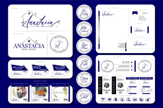 design a real estate signature logo with branding kit