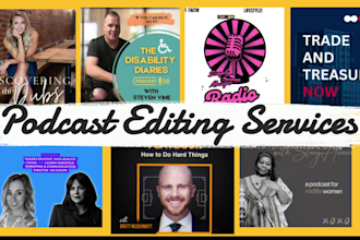 produce podcast audio video editing, levelling, mix master podcast episode