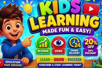 create engaging cocomelon style kids learning videos in 24hr