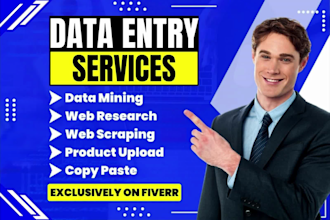 do accurate data entry, typing work, web research, copy paste, and, web scraping