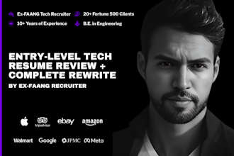 write an entry level tech resume as an ex faang tech recruiter