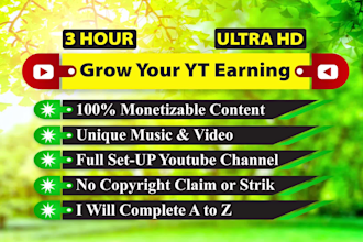 create youtube channel with 50 x  3 hour meditation and relaxation music videos
