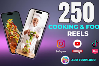 create 250 food and cooking instagram reels and youtube shorts