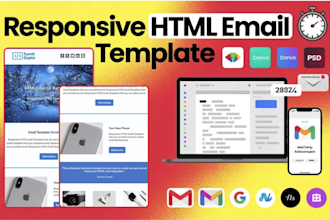 convert psd, figma, canva into responsive HTML email template newsletter