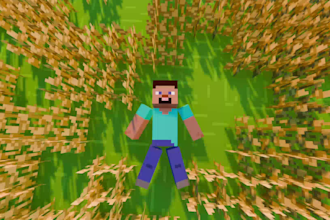 create a mojang style action adventure minecraft animation