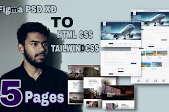 convert figma, xd, PSD to responsive HTML CSS tailwind website