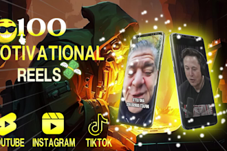 create motivational reels, youtube shorts, tiktok videos