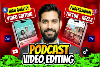 do short video editing for youtube shorts, podcast shorts, tiktok video editing