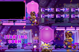 create cute vtuber overlays for twitch and kick streamers