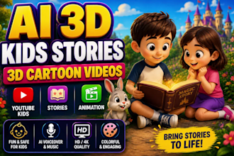 create ai 3d kids stories and cartoon videos