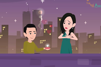 create romantic love story, animated wedding invitation, proposal video
