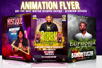 do animated motion event, party, dj club, birthday, night club poster flyer