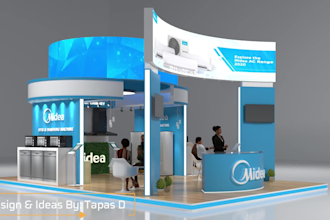 make 3d exhibition stand, booth, kiosk, product display