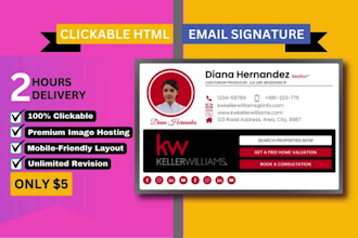 code email signature HTML, clickable HTML email signature within 2 hours