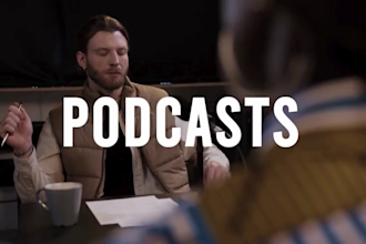 create a podcast trailer with script, captions and broll