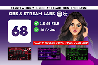 provide 68 obs stream labs overlays for streaming