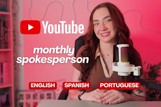 be your female youtube video monthly spokesperson presenter