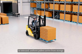 create 3d warehouse automation robotic case picking and logistics animation