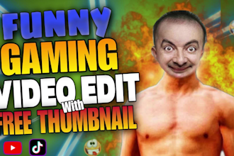 do funny gaming youtube video editing with free custom thumbnail