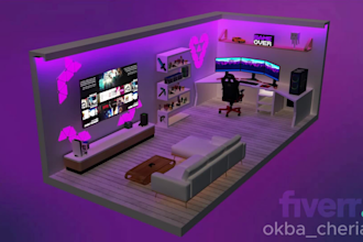 create a 3d isometric room designs