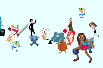 create 2d design and animate character for game