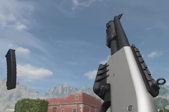 create hyper realistic fps animation, 3d gun and weapon model, reload loop