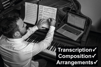 transcribe, compose, arrange into sheet music or tab