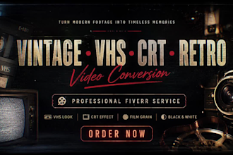 turn your footage into retro vhs crt vintage style, fast service