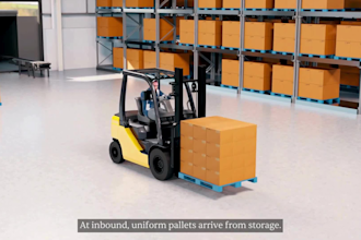 create a realistic 3d warehouse automation and agv animation