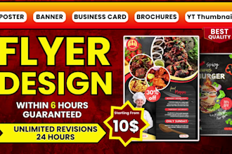 do event, business or brochure, food flyer design in 6 hours