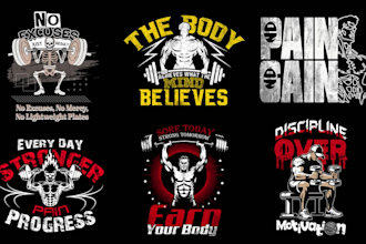 create trendy gym fitness t shirt design