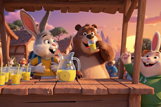 create a 3d pixar style animated kids story video with characters
