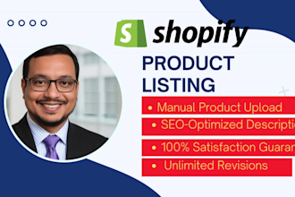 do manual shopify product listing, data entry, and SEO optimized upload