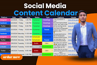 create professional social media editorial content calendar