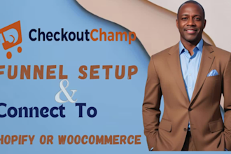 setup checkout champ funnel and integrate it with shopify or woocommerce