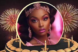 design a birthday cake greeting card video wishes,