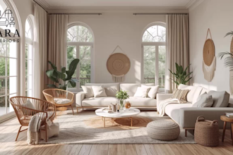 do interior design with boho, bali scandinavian style for home office restaurant