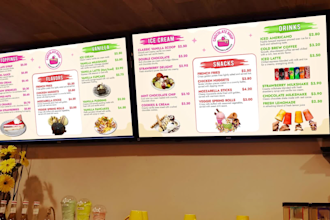design a static tv screen menu or digital menu