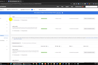 do facebook graph API permissions approval for meta app