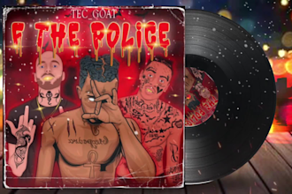 draw dark cartoon album cover art, hiphop, rap and music artwork