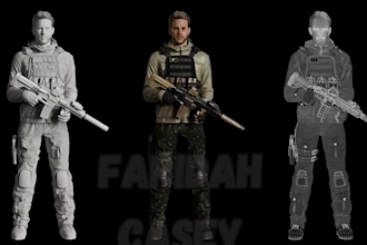 sculpt realistic 3d character, 3d metahuman, high poly model for game, printing