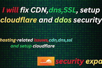 fix CDN,dns,SSL, setup cloudflare and ddos security