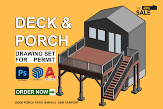 draft deck porch adu city permit drawing construction blueprint cad framing plan