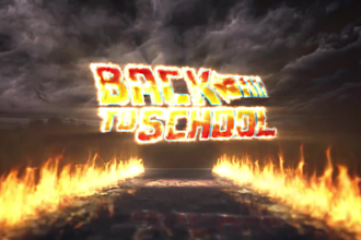 do a back to the future movie style logo intro video