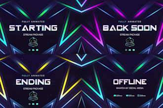create professional twitch overlay stream package and twitch logo