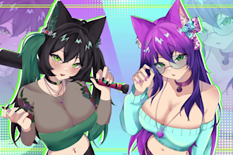 draw anime characters or fanart, digital art, vtuber, anime, illustration, manga