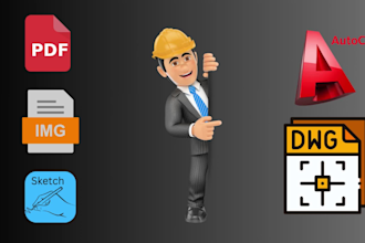 convert scanned pdf, image or hand sketch to autocad drawing
