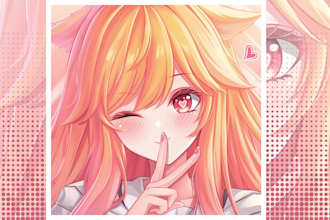 draw anime character art, pfp, fanart, vtuber, or portrait illustration