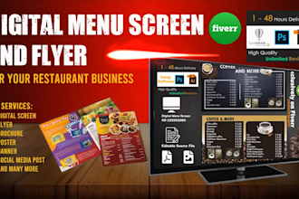design restaurant flyer, poster, takeaway and TV screen menu